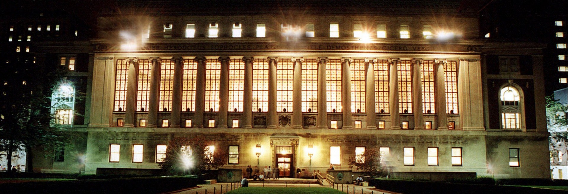 Butler Library at night